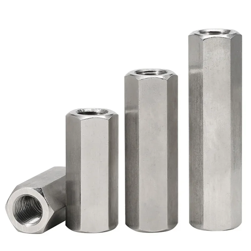 304 مسدس من الفولاذ المقاوم للصدأ عرافة تمديد طويل تطول قضيب موصل مشترك كم أنبوبي اقتران الجوز M3 M4 M5 M6 #3