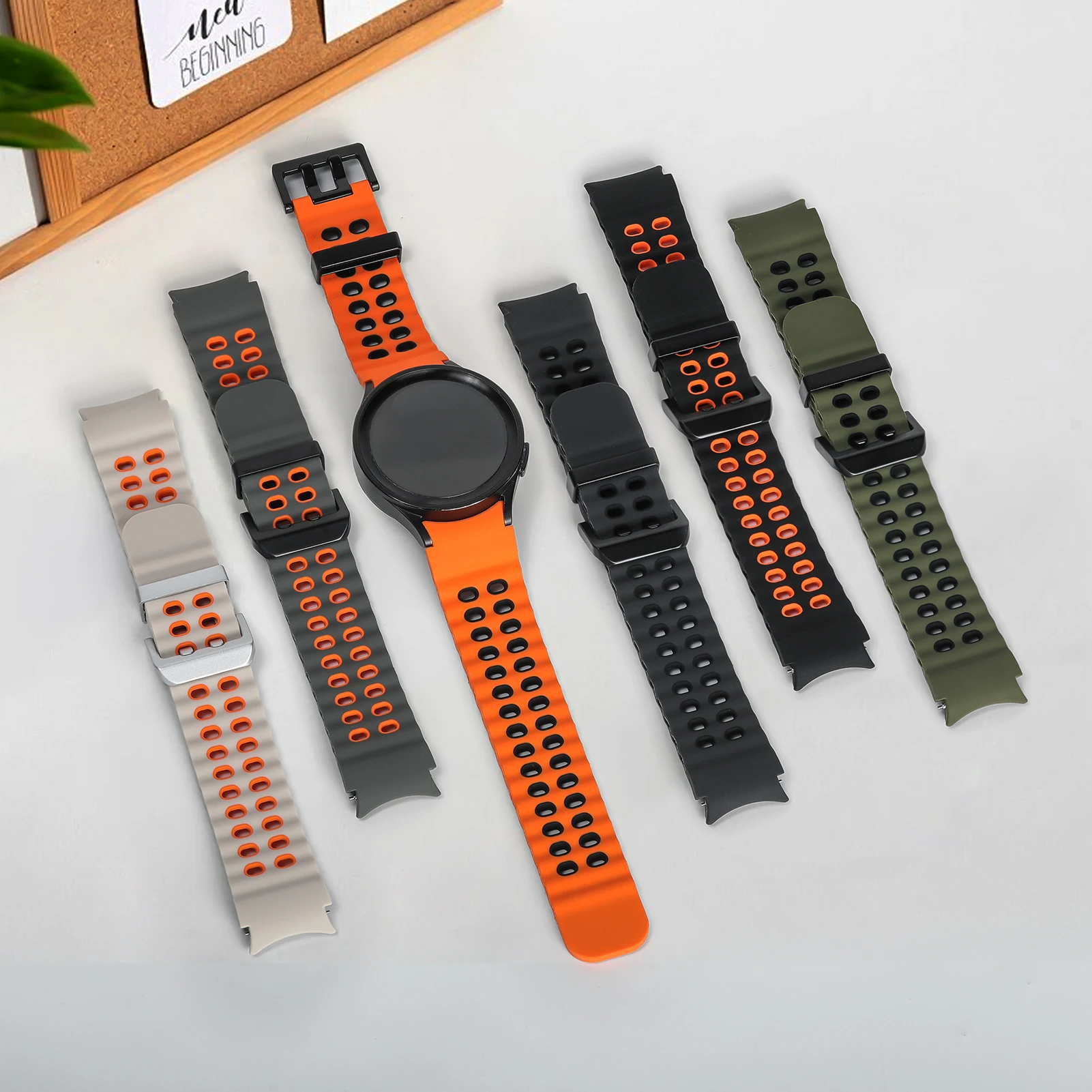 Band for Samsung Galaxy Watch 7 straps No Gaps Sport Silicone Marine Bracelet Galaxy Watch FE/6 4 Classic/5 Pro Bands 44mm 40mm
