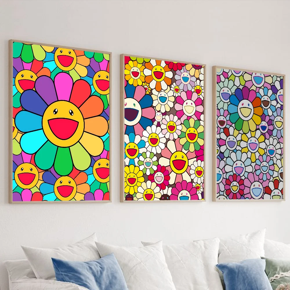 Art M-Murakami T-Takashi Flower Poster HD art sticky wall waterproof home living room bar decoration