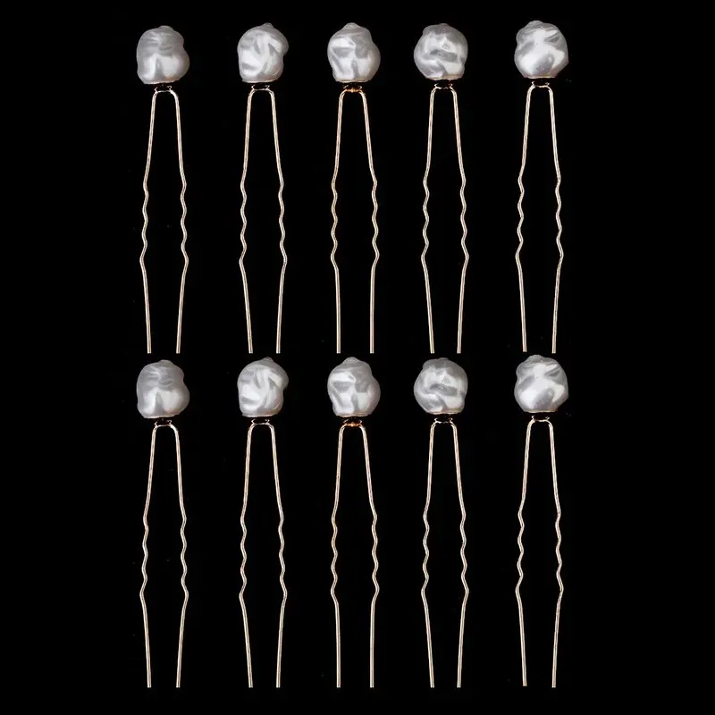 10Pcs Hairpins Pearl Hair Ornament U-shaped Hair Clip Fork Wedding Hair Accessories Hair Clips Hairpin Pearl Beaded Hair Stick