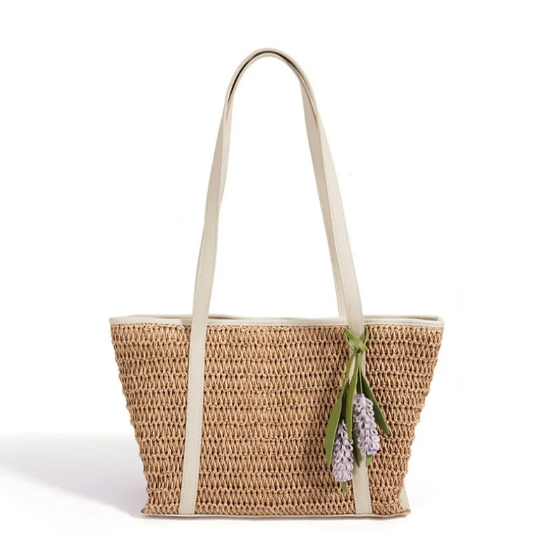 Leisure Real Leather Handwoven Bucket Bag Trendy Splicing Comfortable Hand Feel Handcrafted Tote Bag Women's Underarm Bag