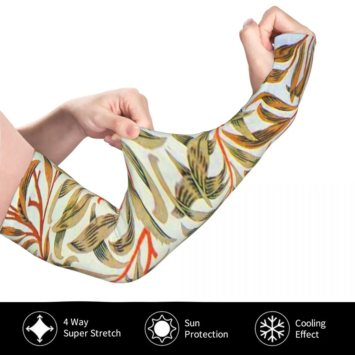 ويليام موريس بوليرسوود أكمام أذرع تبريد خارجية من الشمس فوق البنفسجية غطاء حماية صيفي من الحرير الجليدي لركوب الدراجات وأكمام وشم #4