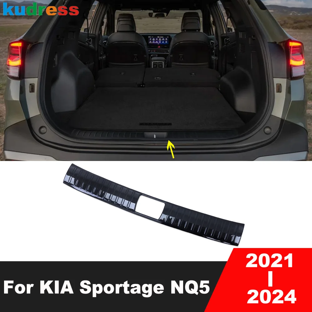 

Rear Trunk Bumper Cover Trim For KIA Sportage NQ5 2021-2023 2024 Steel Car Tailgate Door Sill Plate Protector Guard Accessories