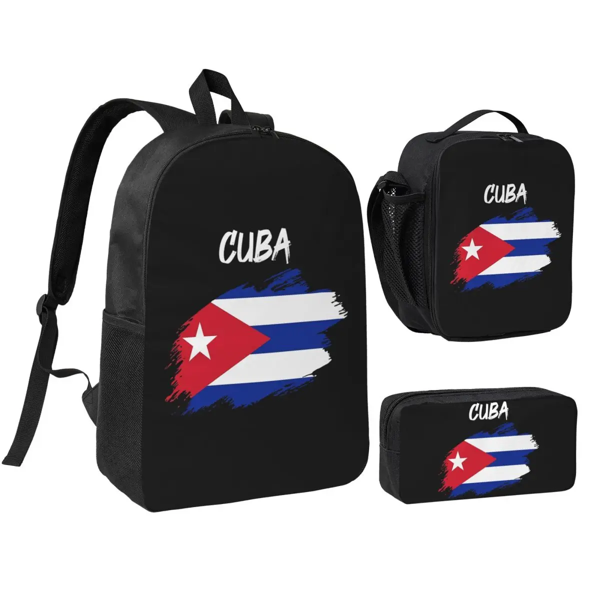 

Flag Of Cuba Cuban Patriotic Backpack Boys Girls BookBag School Bag Laptop Shoulder Bags 3ps Insulated Lunch Bag Pencil Case