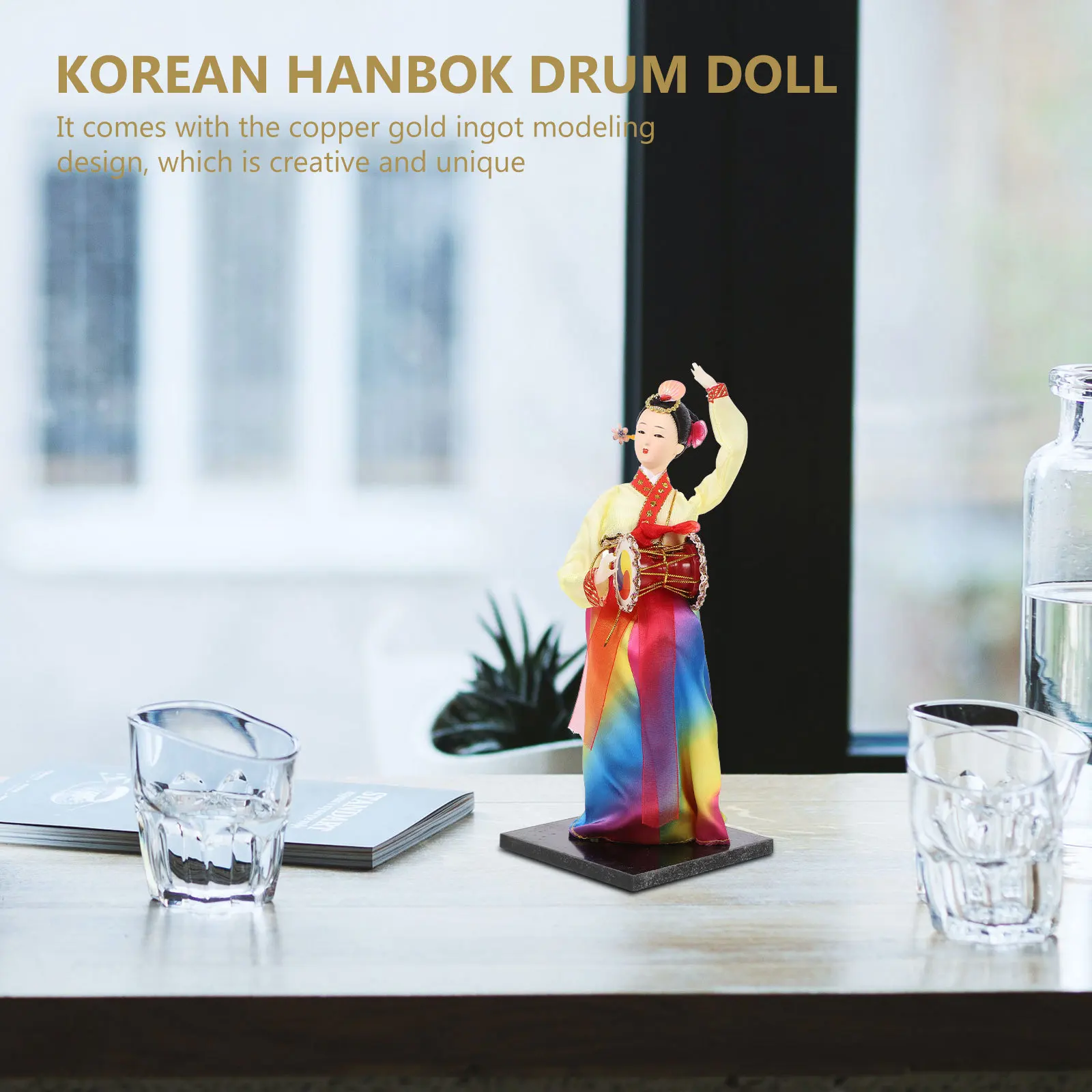 

Korean Hanbok Drum Decoration Creative Traditional Art Desktop Decor Figure Handcrafted Hanbok Decoration for Home