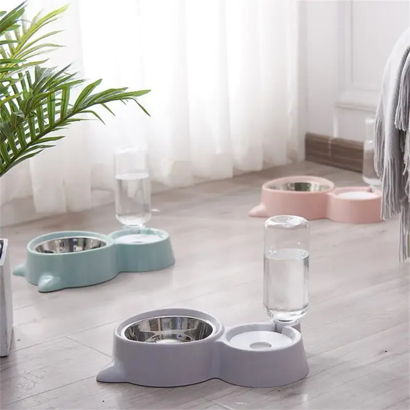 

Pet Cat Bowl Automatic Feeder Water Dispenser Dog Cat Food Bowl With Drinking Raised Stand Double Dish Bowls For Cats Dogs Pet