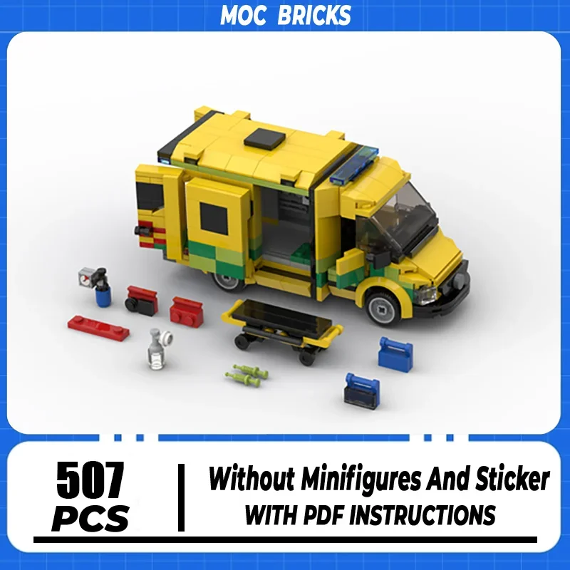 Moc Building Blocks Belgian Ambulance Car Model Technology Brick Brand-name Vehicle DIY Classic Fire Truck Toy For  Gifts