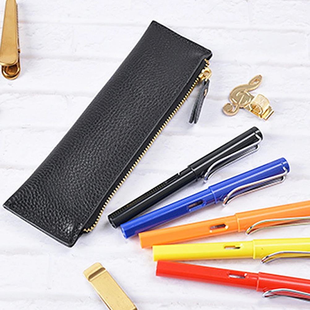 

Fashion Pen Holder Creative Pen Bag Vintage Pen Case Holder Protective Pens Storage Pouch (Black)