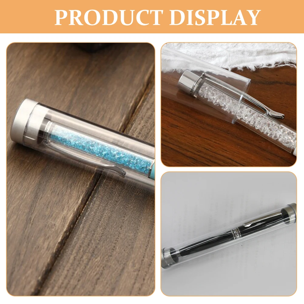 

6pcs Clear Cylindrical Holder Gift Box Transparent Plastic Pen Container Portable Pen Case For Pens Small Items Gift