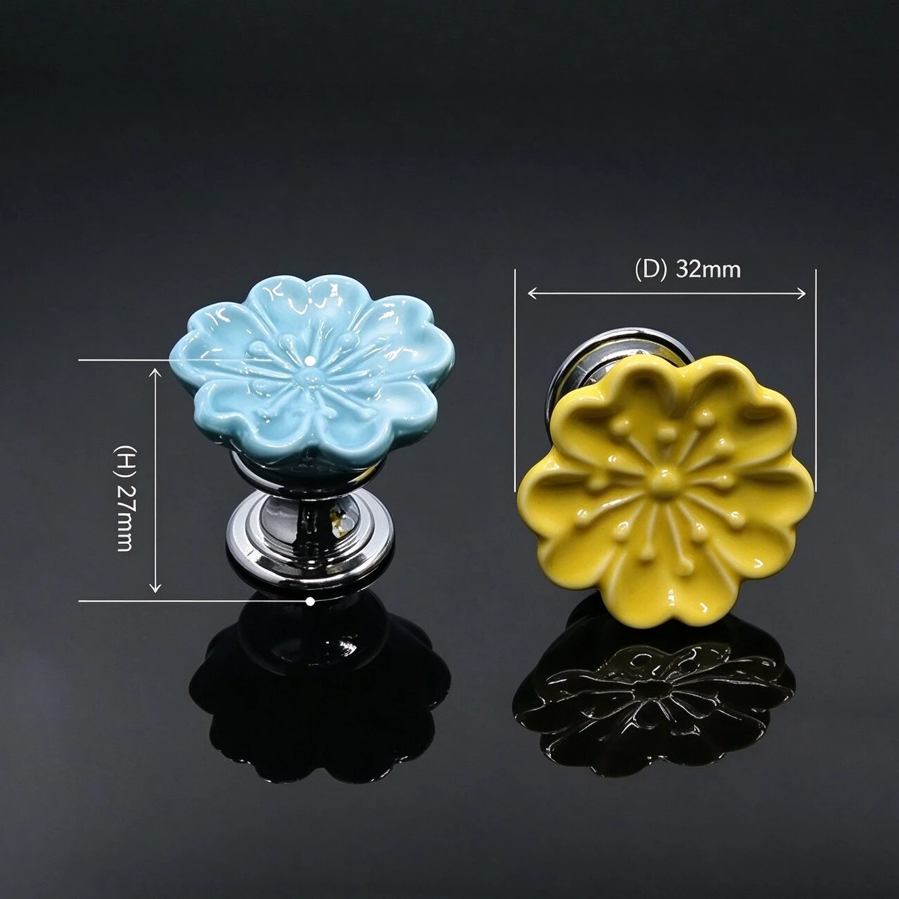 5pcs Orchid Ceramic Handles Drawer Knobs Kitchen Cupboard Door Handles Kids Room Cabinet Handles with screws Furniture Handle