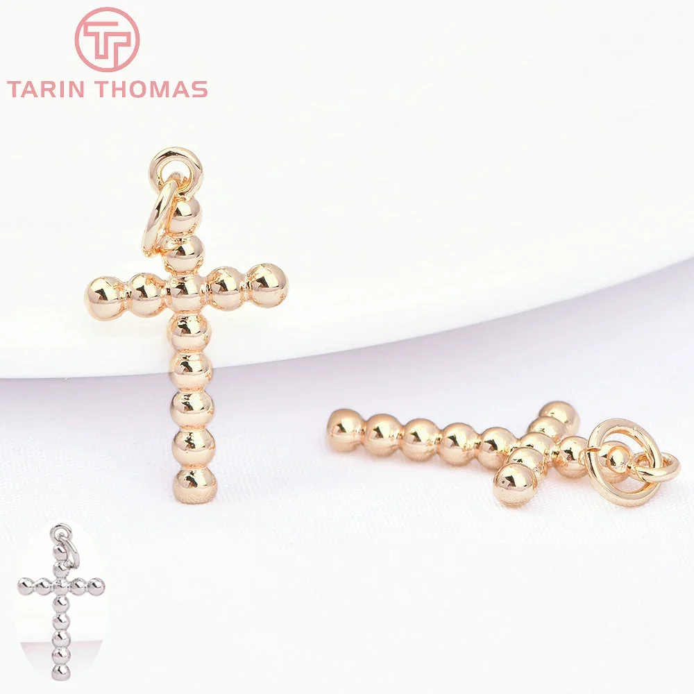 (7490) 6PCS 11x20MM 24K Gold Color Brass Cross Charms Pendants High Quality DIY Jewelry Making Findings Accessories Wholesale