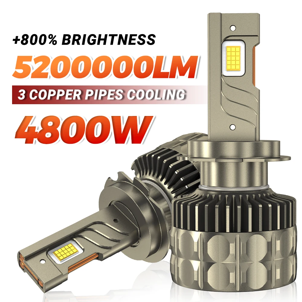 2 قطعة 3 أنابيب النحاس التبريد LED العلوي H1 H7 9005 HB3 9006 HB4 H8 H9 H11 أضواء السيارة H4/9003/HB2 مرحبا/لو شعاع CANBUS كشافات #1