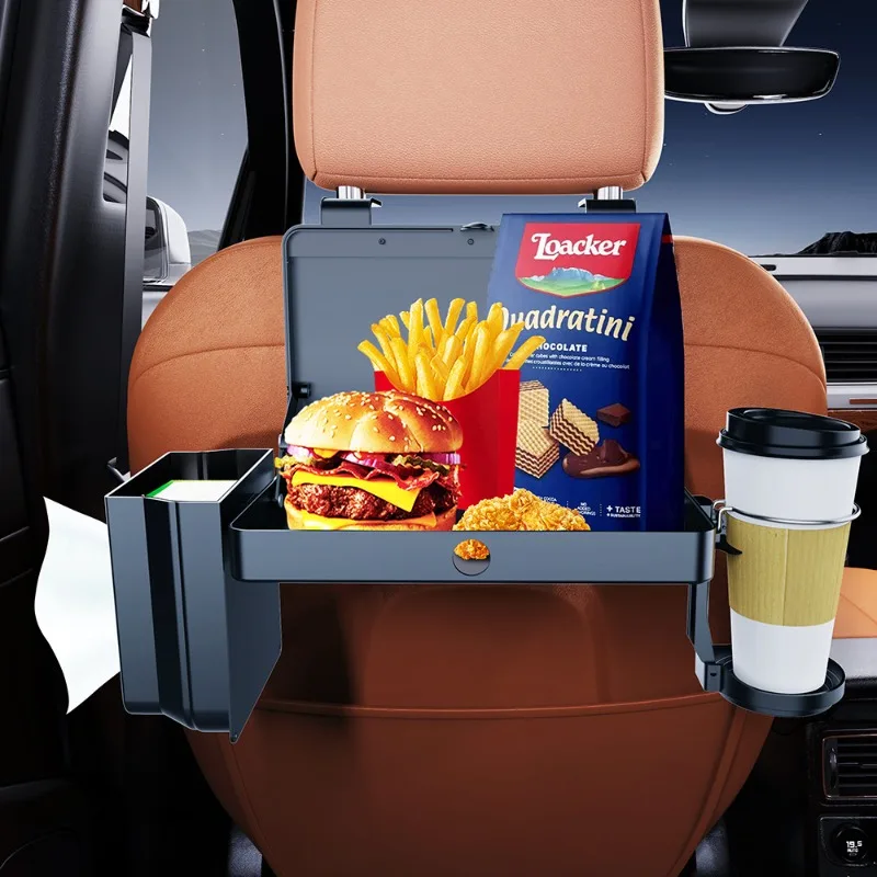 

Universal Multifunctional Car Backseat Organizer with Cup Holder Tissue Box Foldable Dining Table Plate for Vehicle Interior
