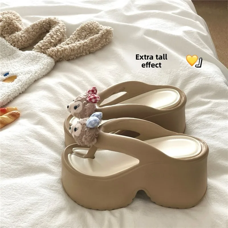 

Cute Thick Heel Sandals Women's Summer Anti-Slip Comfortable Flip Flops Korean Style Hollow out Design Beach Suitable EVA Mat...