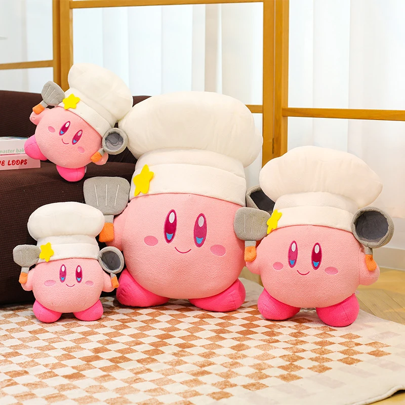 35-70cm Chef Kirby Plush Toy Cute Stuffed Doll Big Size Cartoon Anime Star Hug Pillow Pink Gift for Kid Birthday Room Decoration view 3