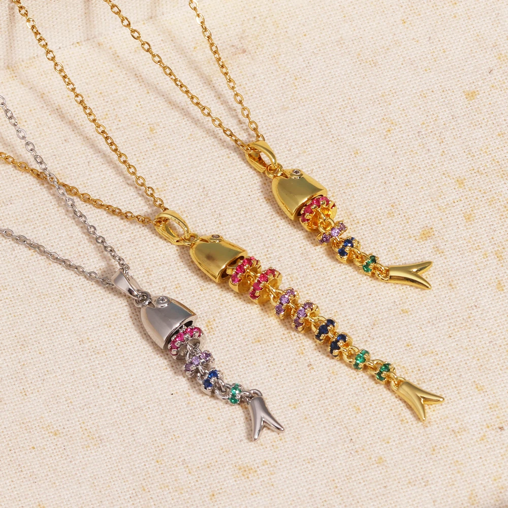 Women's Fashionable Lithium Fish Necklace Light Luxury High-End Stainless Steel Temperament Niche Jewelry Gift