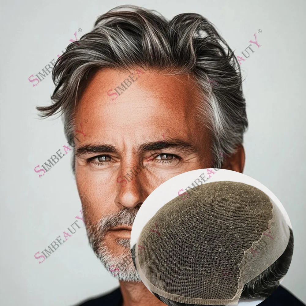 

Невидимые парики и накладки для волос Natural Wave Q6 с кружевной основой, мужские, из натуральных блонд-волос, тупе 1B40 1B80, серые волосы, капиллярный протез