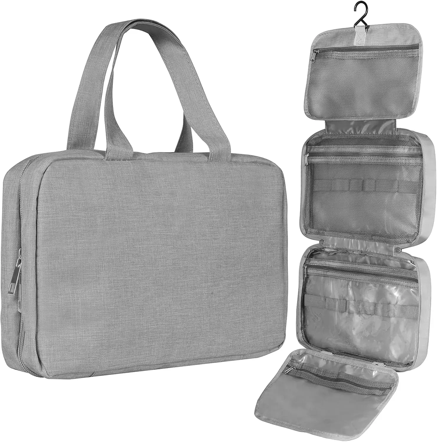 Дорожная водонепроницаемая складная сумка для туалетных принадлежностей, косметичка, дорожная сумка для хранения с отделением для сухого и влажного воздуха (серая)
