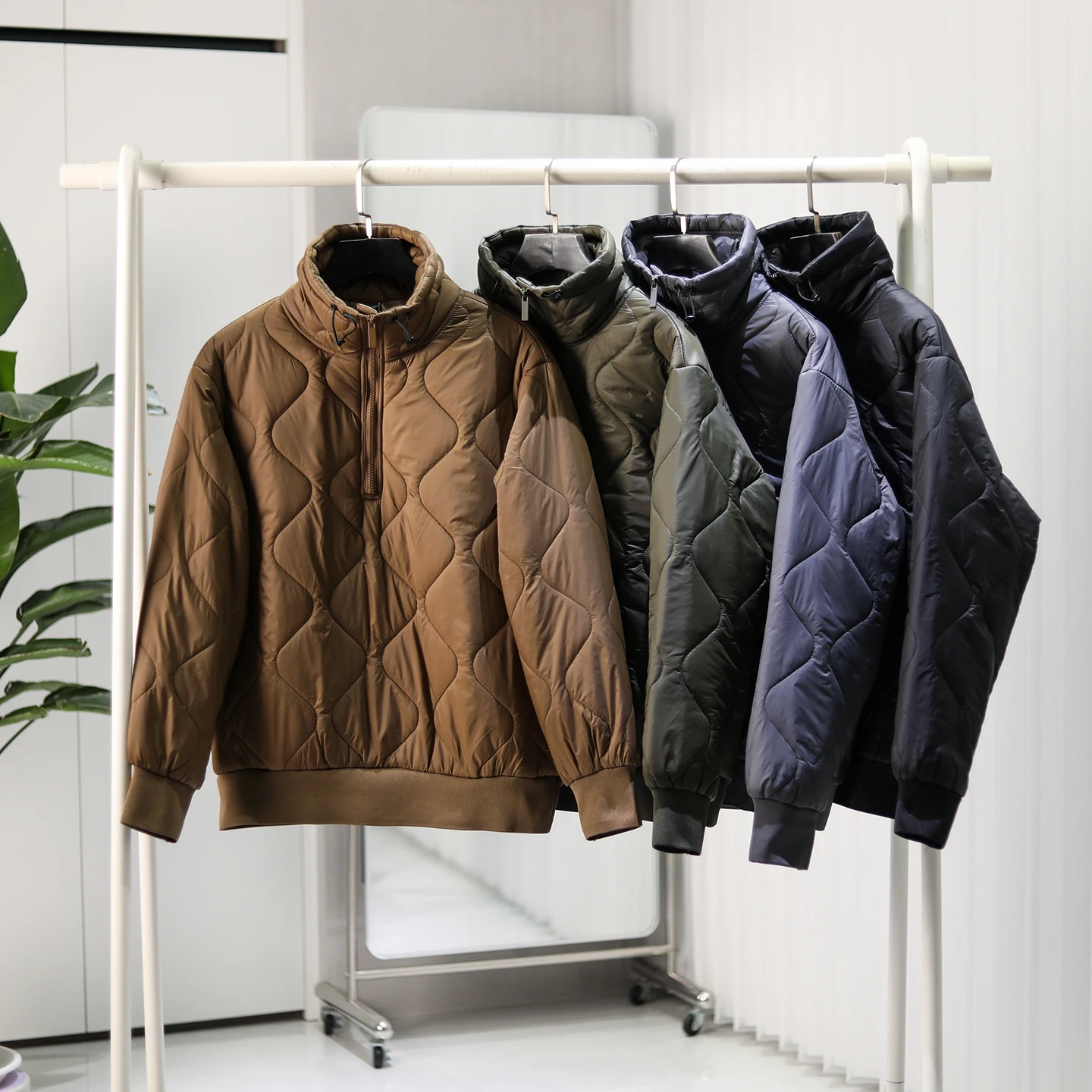 

Autumn Winter Men's Cotton Jaet Gourd ape f Zipper Stand Collar Lightweight Warmth Outerwear Faion Urban Sle