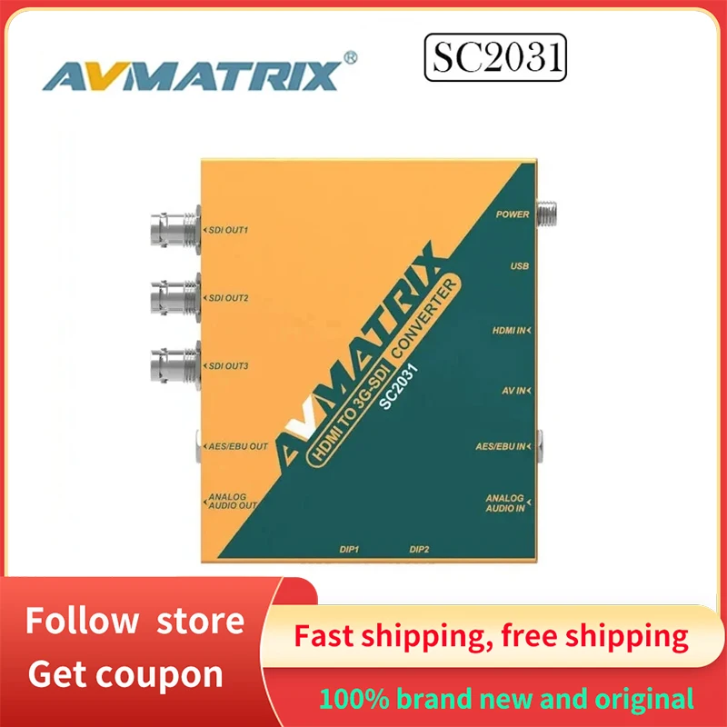 AVMATRIX SC2031 HDMI to 3G-SDI Scaling Converter Triple Parallel SDI Outputs Audio Embedding With DIP Switches Control