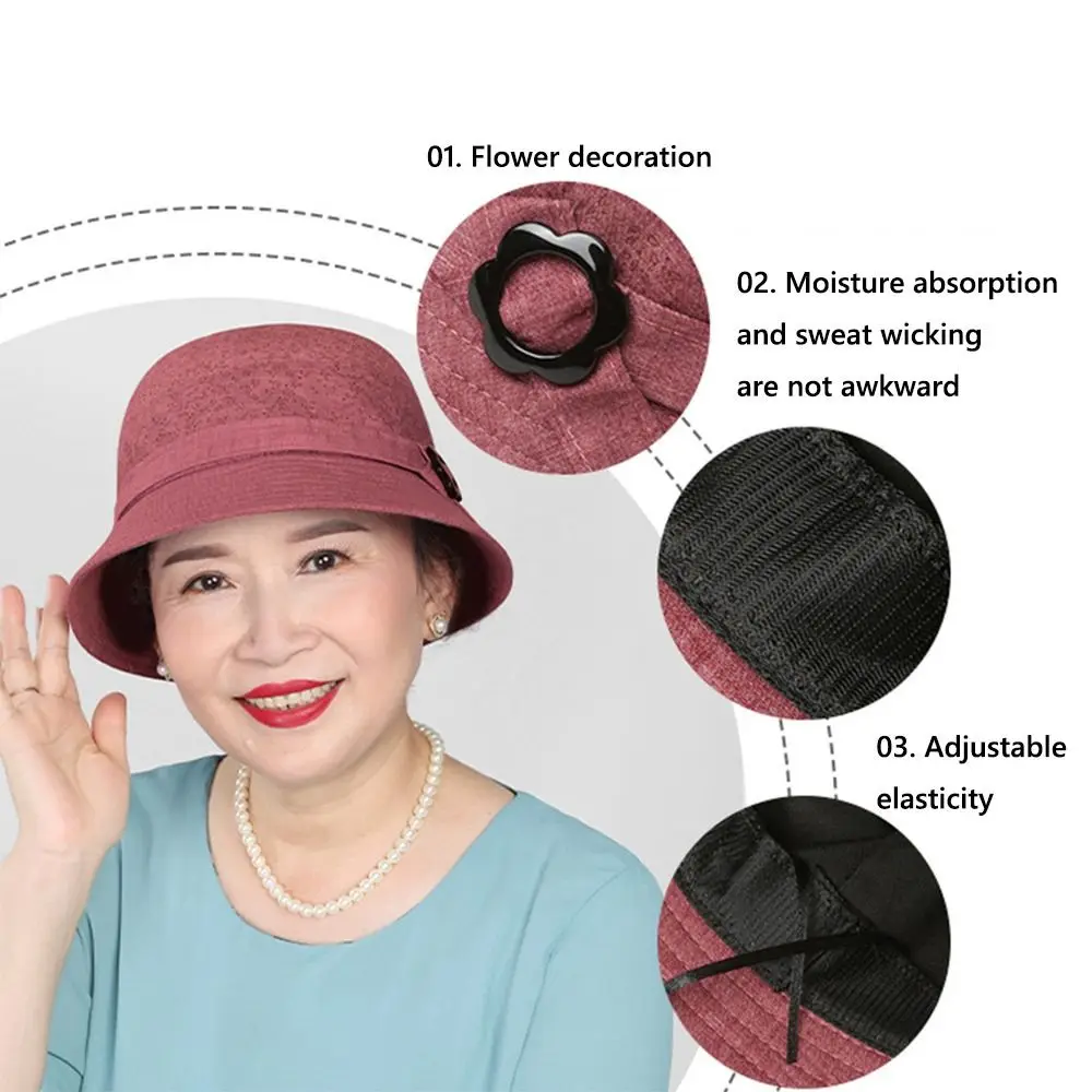 قبعات دلو للأم ذات حافة واسعة للربيع والصيف خفيفة الوزن لحماية الوجه للنساء قبعة واقية من الشمس قبعة للحماية من الشمس لمنتصف العمر وكبار السن