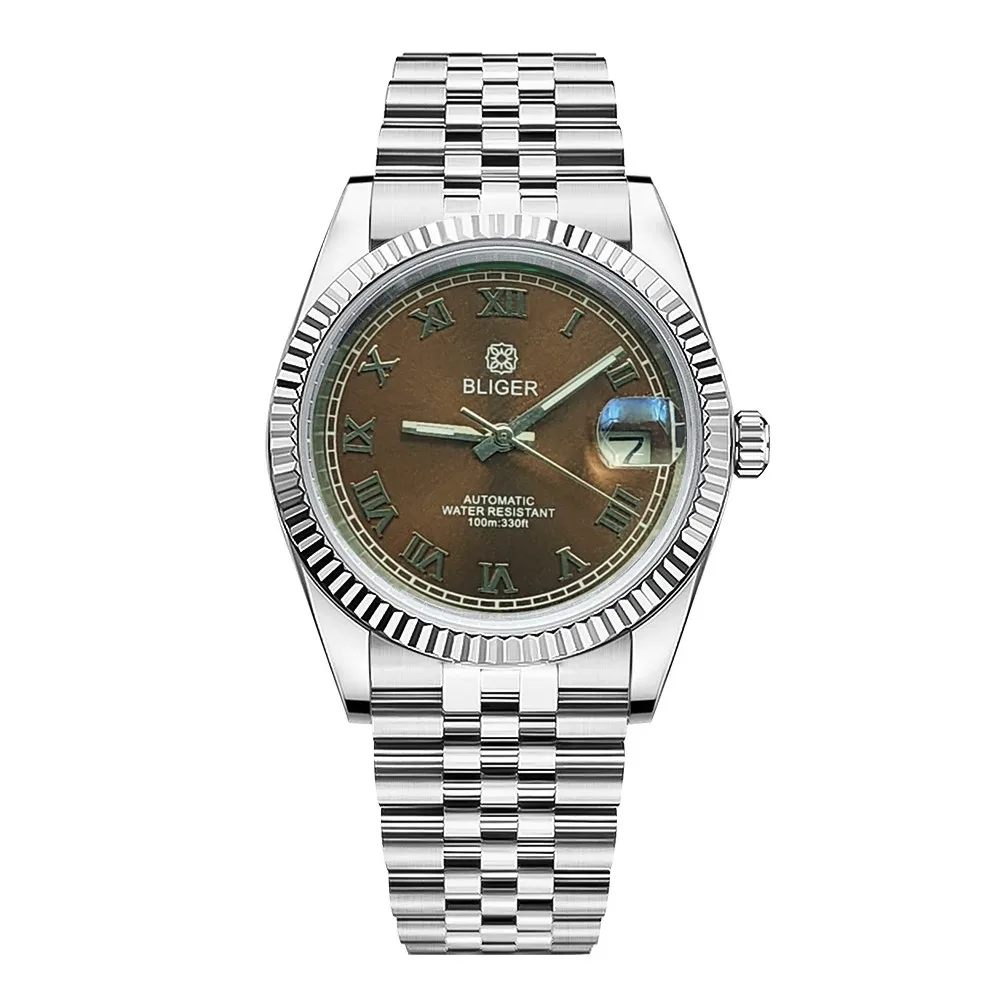 36mm 39mm Sapphire Glass Stainless Steel Watch Dogtooth Log Style NH35 Automatic Movement