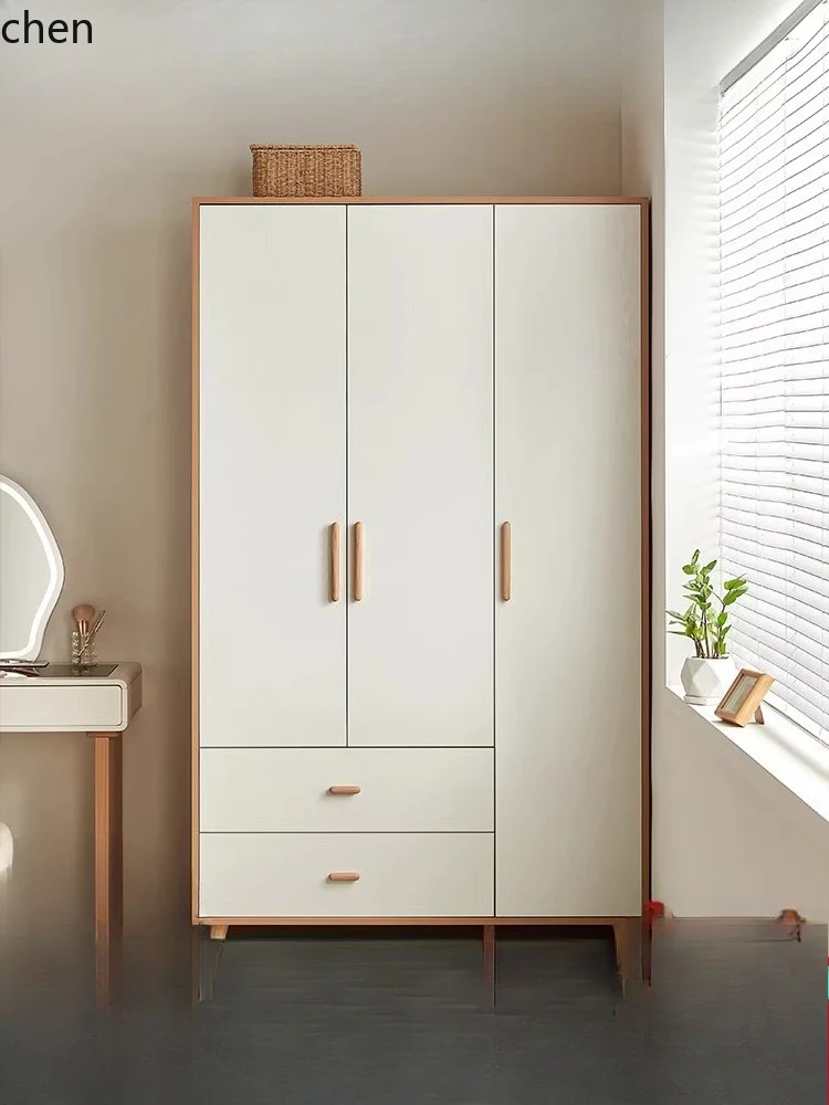 finished wardrobe household bedroom solid wood foot small apartment simple cabinet wardrobe
