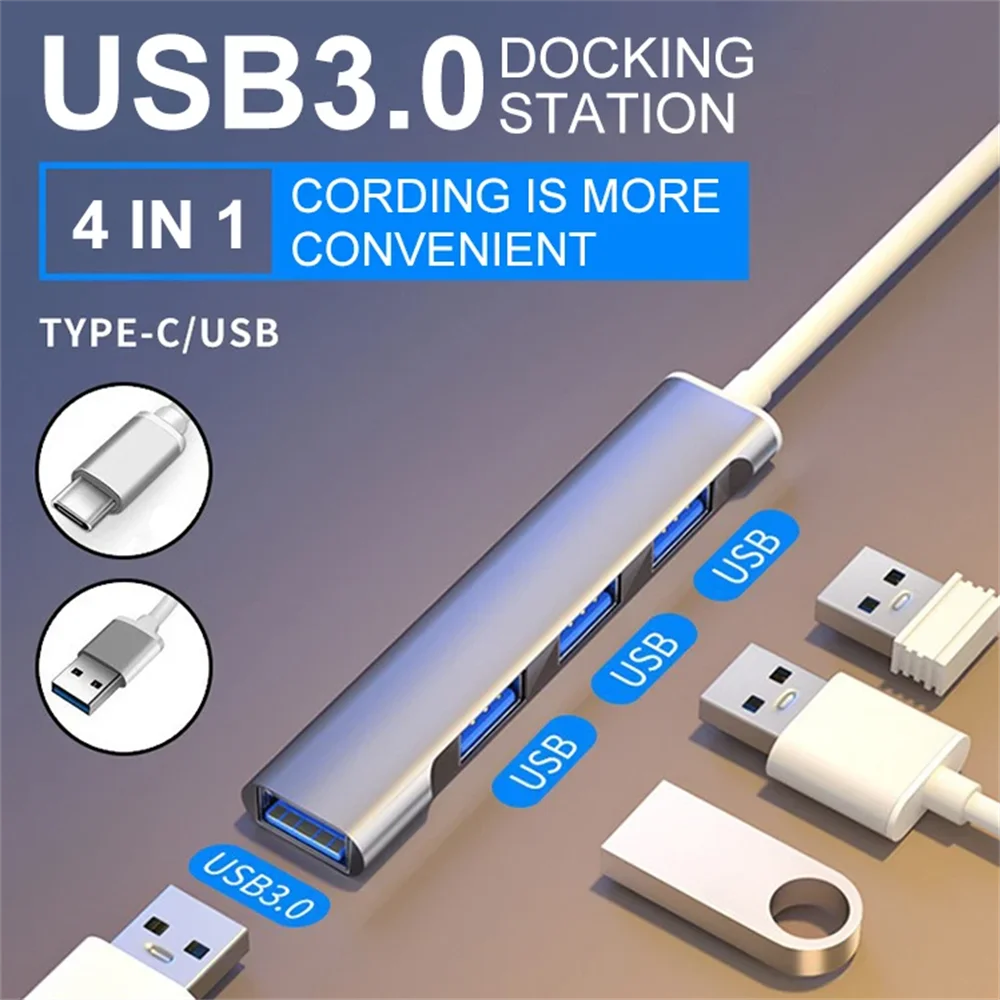 

USB 3.0 HUB 4 в 1, многопортовый разветвитель, высокоскоростной адаптер USB 3.0/Type C на 4 USB OTG для Macbook Pro, аксессуары для ноутбуков