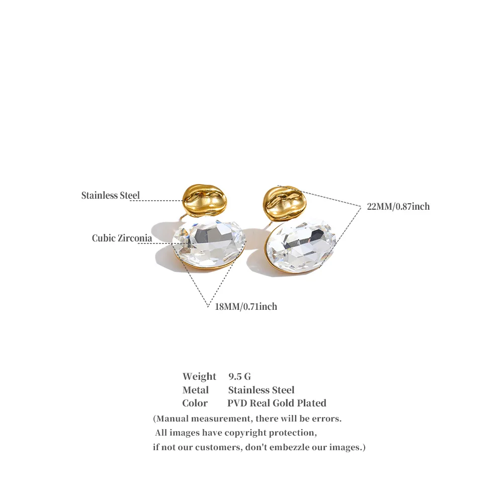 Yhpup Edelstahl Kristall Ovale Ohrstecker Hypoallergen Glänzend Neuheiten Stilvoller Partyschmuck Geschenk – Detail 1