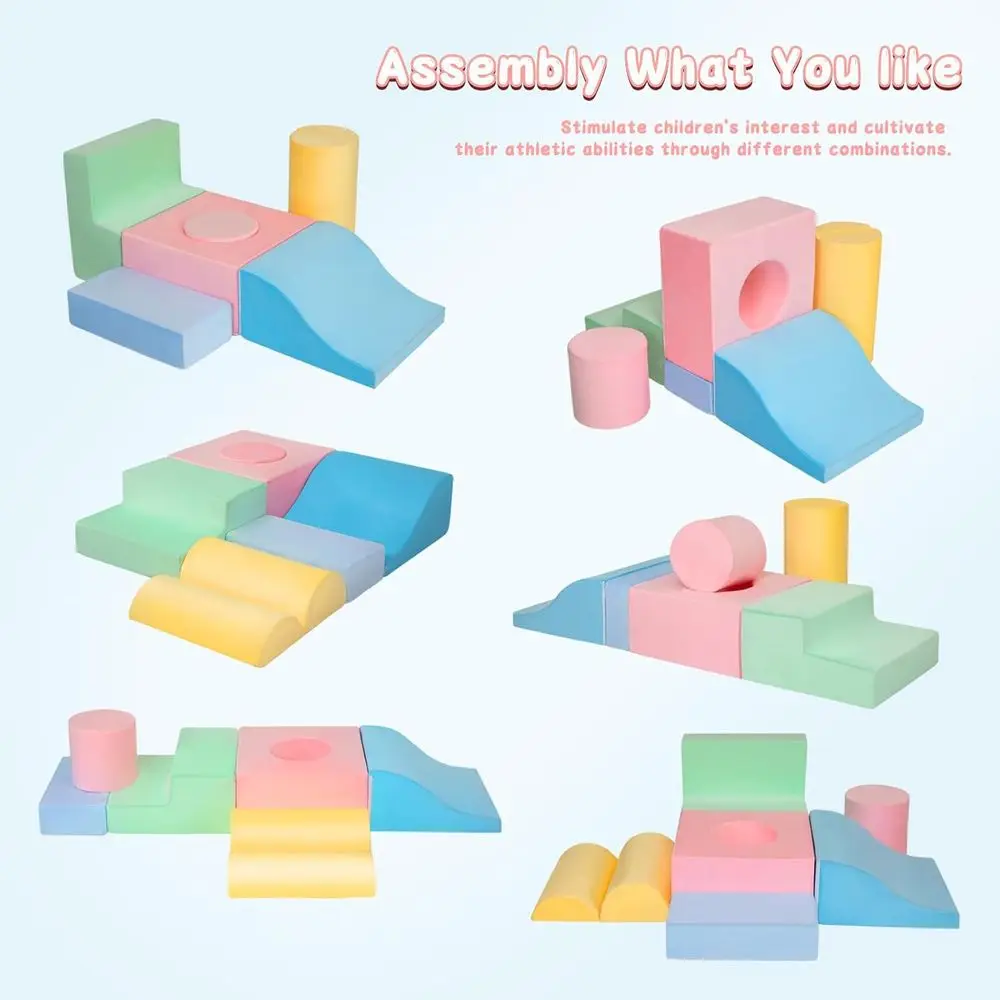 6-teilige Kletterblöcke für Kleinkinder, Spielset aus weichem Schaumstoff für 1–3 Jahre, Indoor-Aktivitätsspielzeug für die Kleinen