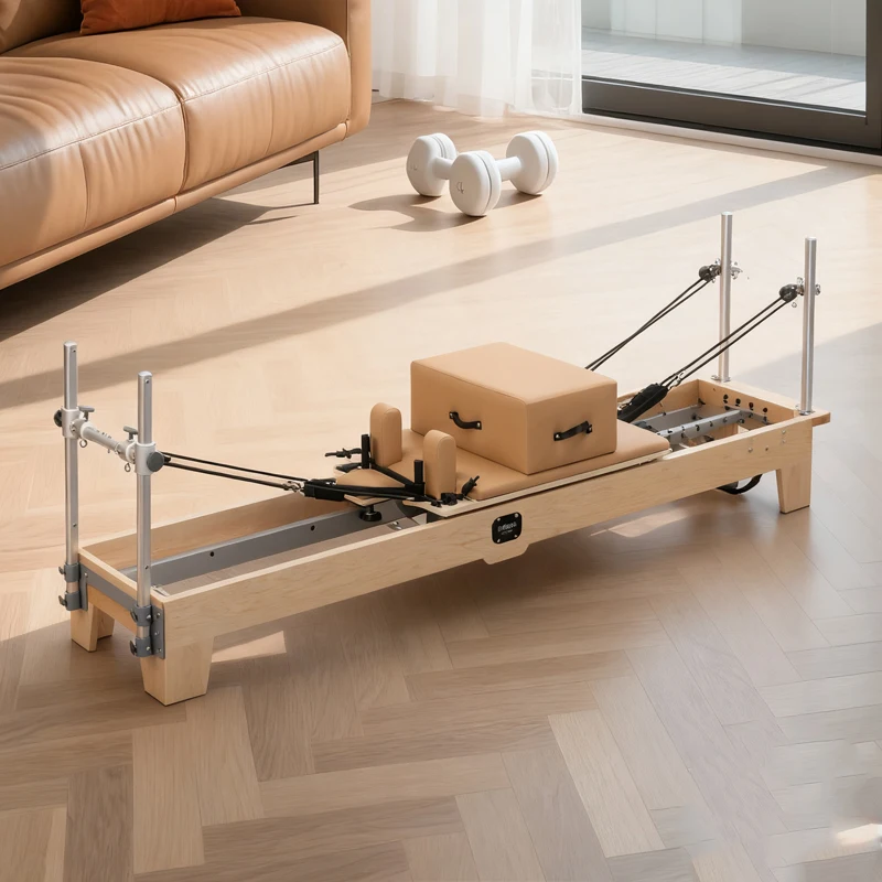 High-end  Pilates Reformer Wooden Pilates Equipment Maple Reformer Bed Machine for Body for Pilates Studios