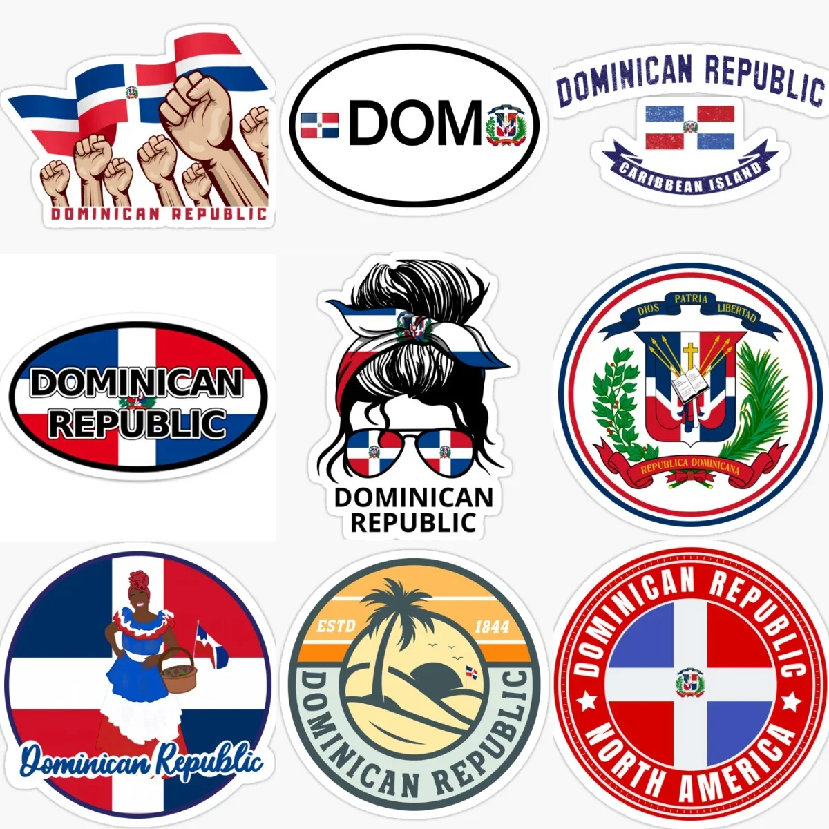 

DOM Dominican Flag Map Emblem Creative PVC Stickers for Car Van Wall Room Truck Motorcycle Window Helmet Decoration Accessories