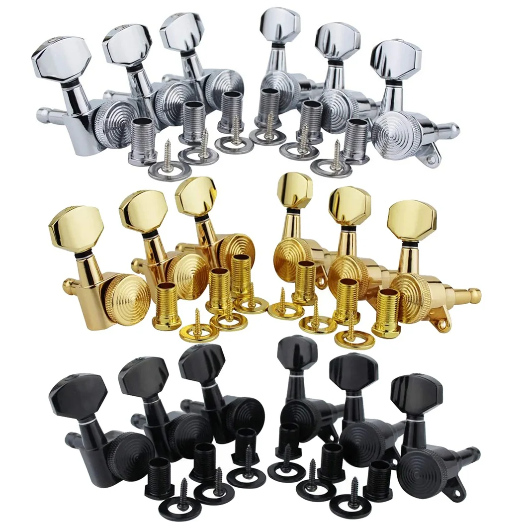 1:18 Guitar Locking Tuners Electric Guitar Machine Heads Tuners Metal Lock Silver Guitar Tuning Pegs