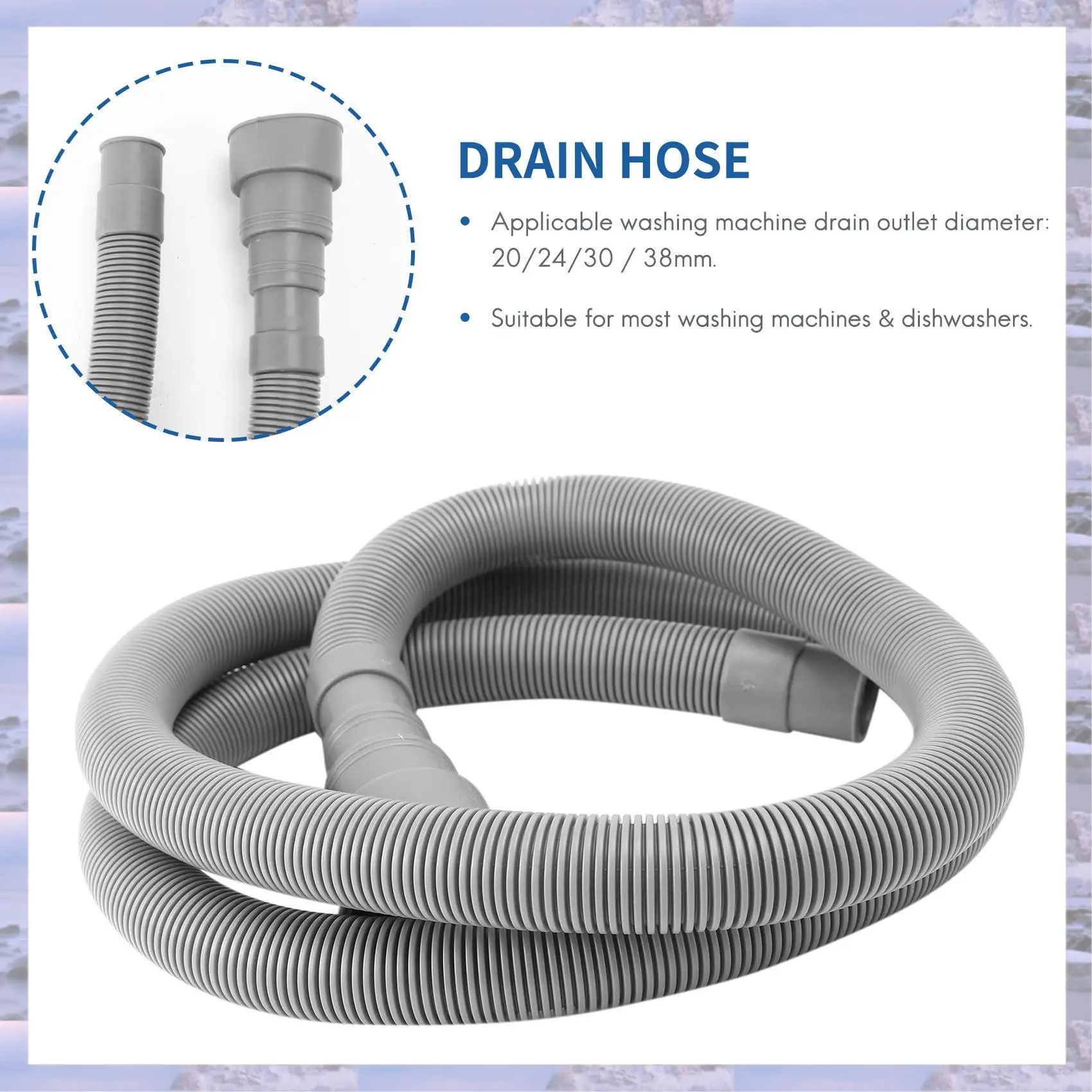 

2025-1.5M 5Ft 59 Inch Machine Dishwasher Drain Hose Extension Washing Pipe With Bracket Set