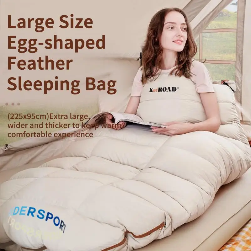 

Camping Outdoor Adult Warm Large Size Locking Temperature Egg-shaped Sleeping Bag Autumn and Winter Down Hair Sleeping Bag