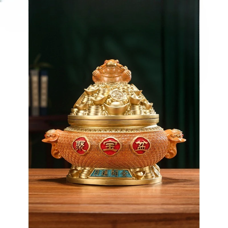 

Brass toad cornucopia ornament office decoration