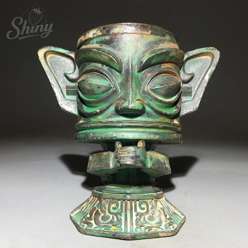 

Антикварная курильница из сплава Саньсиндуй, винтажная статуэтка-маска Саньсиндуй, настольные украшения, декор для офиса, предметы домашнего декора