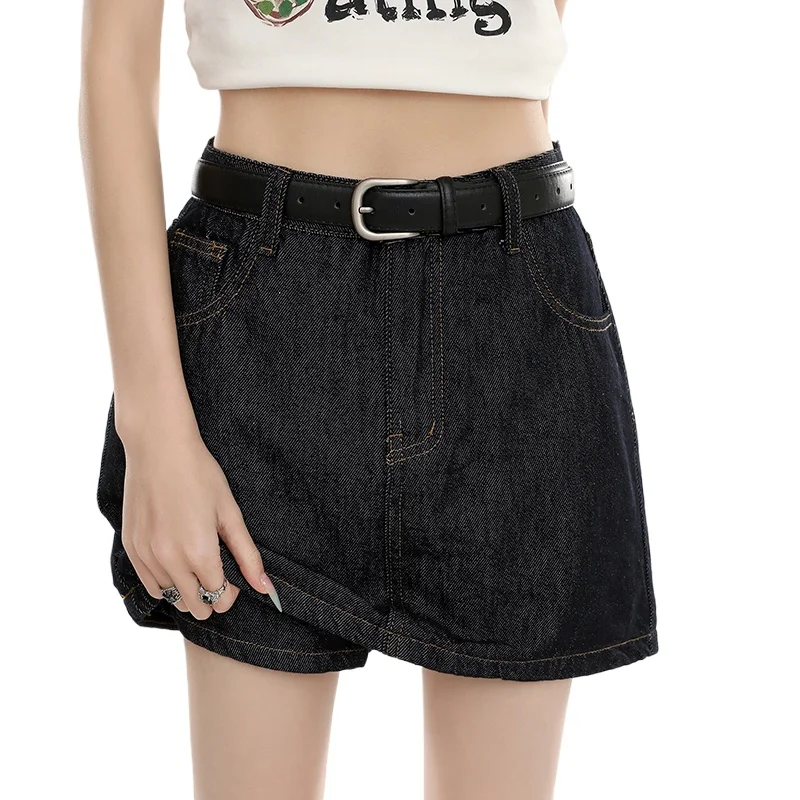 

Flattering High Waist A-Line Denim Skirt with Inner Lining for Women, Preventing Fading and Exposure