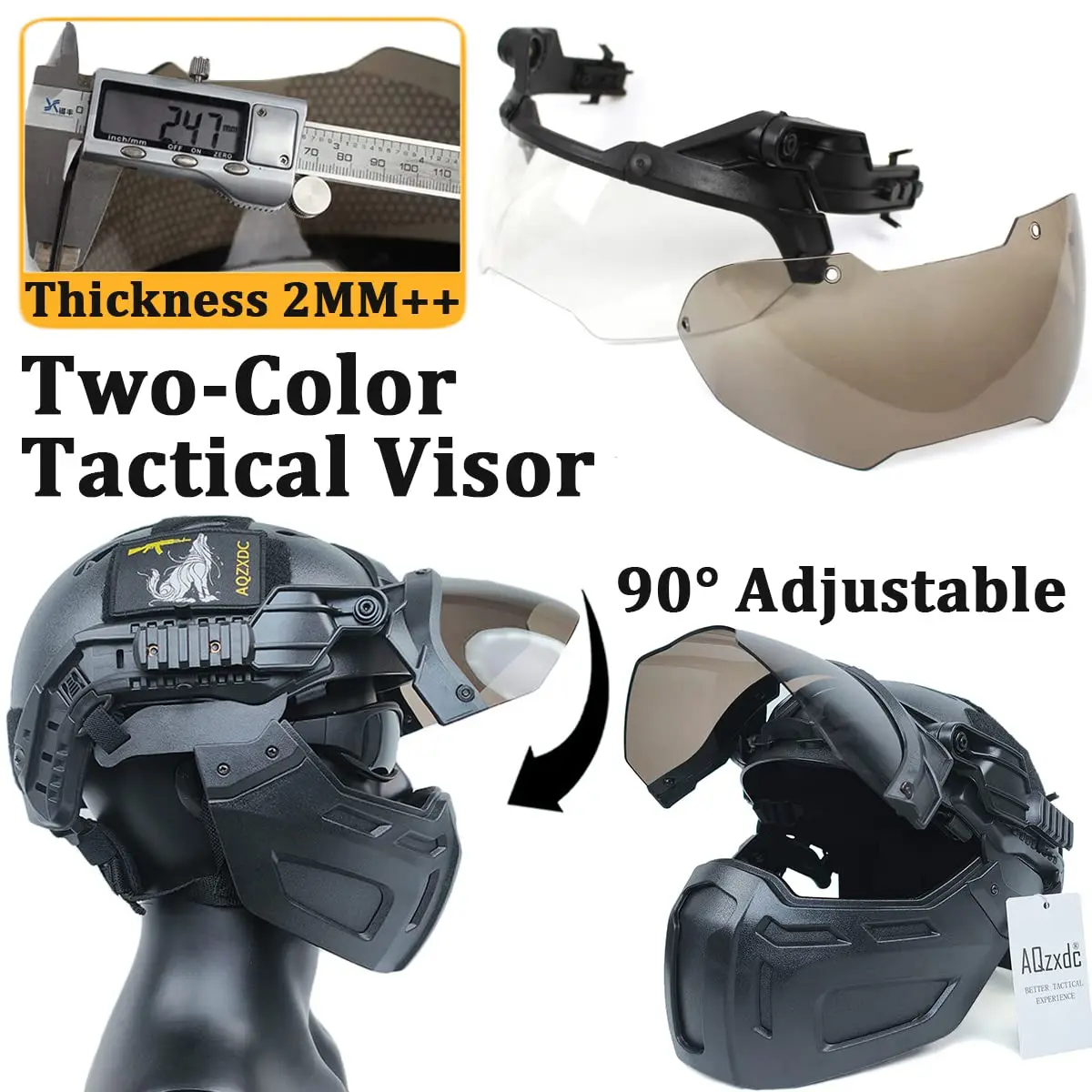 Aqzxdc Tactische Snelle Helm Met Tactisch Masker En Vizier Voor Airsoft Paintball Cs Games Buitensporten