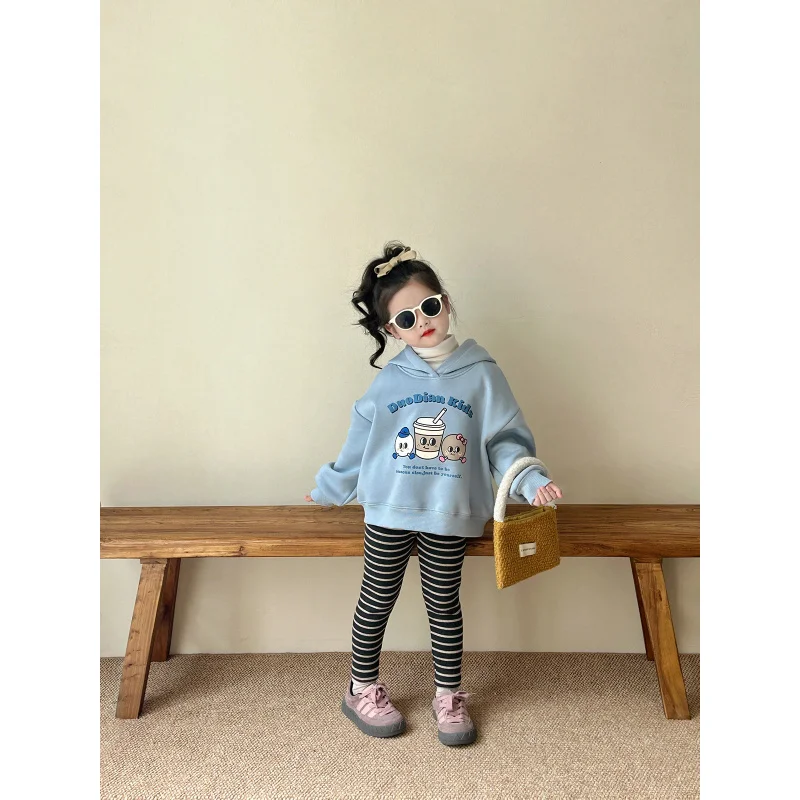 

Girls' fleece-lined sweater2024Autumn and Winter New Children2-7Children's Single-Layer Fleece-Lined-Year-Old Hooded Jacket