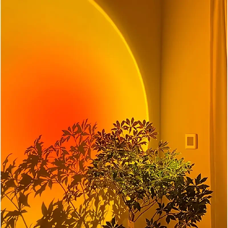 1PC Warm Sunset Projection Lamp Adjustable Stand LED Atmosphere Light for Bedroom Deco