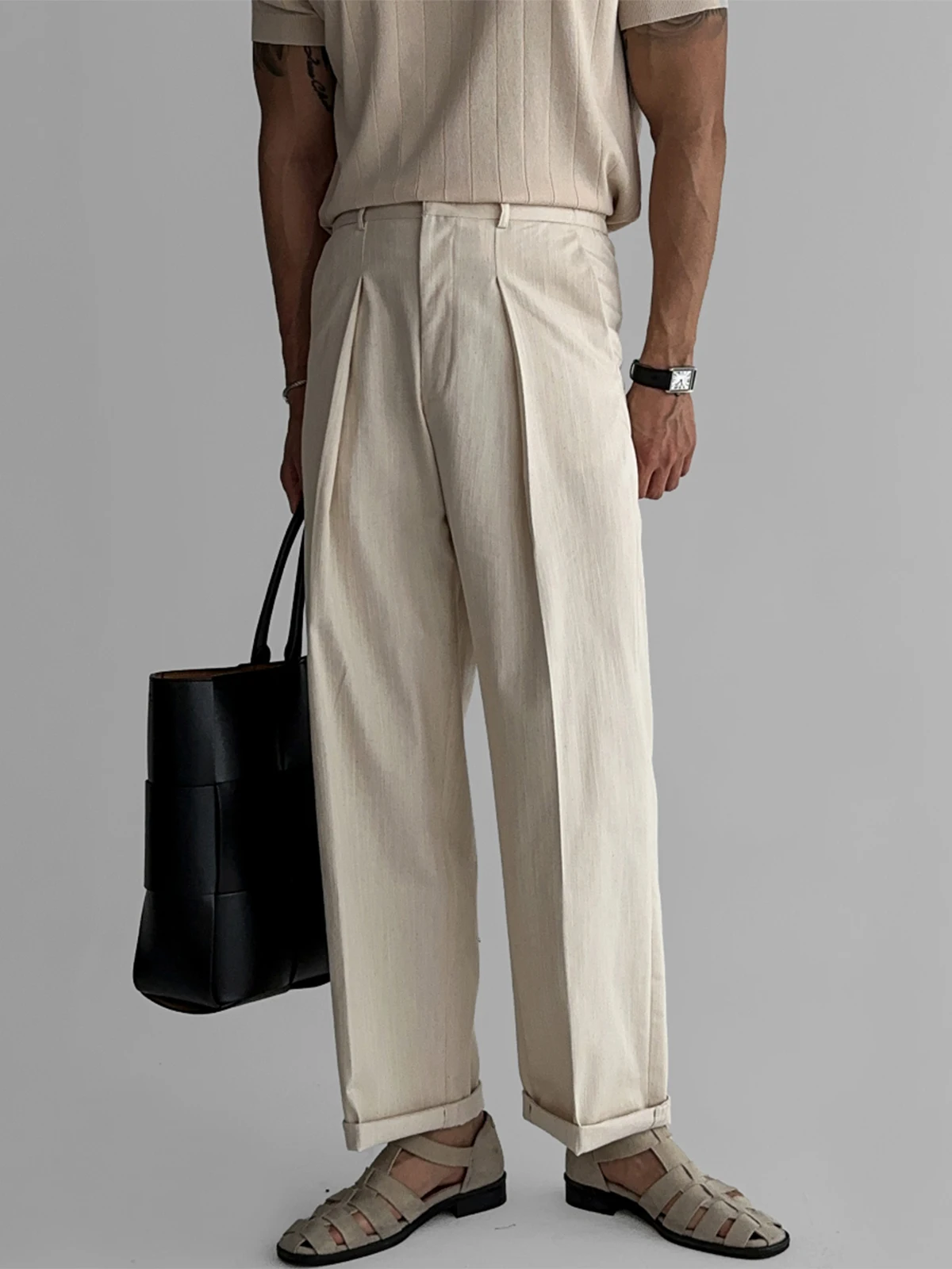 

Loose Straight Leg Linen Wide Leg Casual Pants Men Dongda Gate New Small Design Sense Commute Versatile Loose Straight Pants