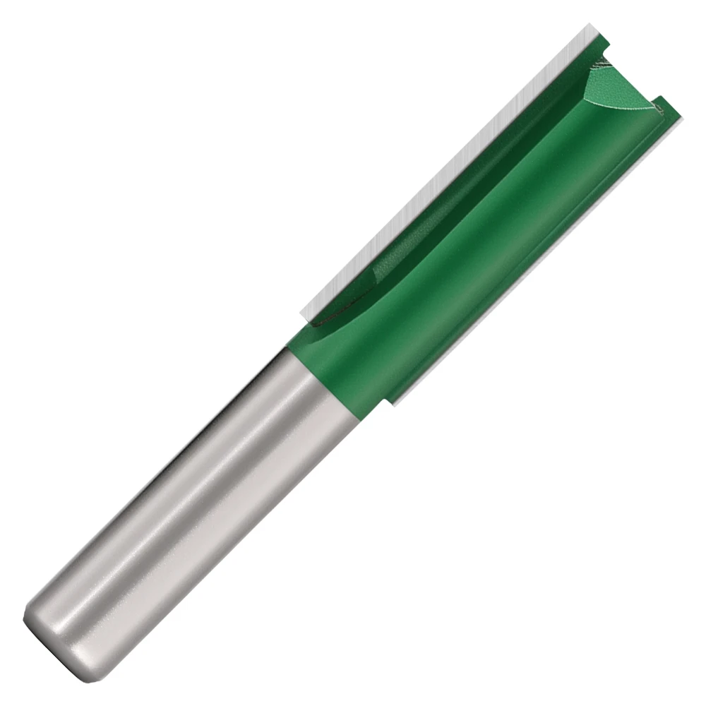 AURWOF 4Pcs 8mm Shank Straight Router Bit Set Silver Tone Green Wood Milling Cutter For Woodworking C08002T4AGN