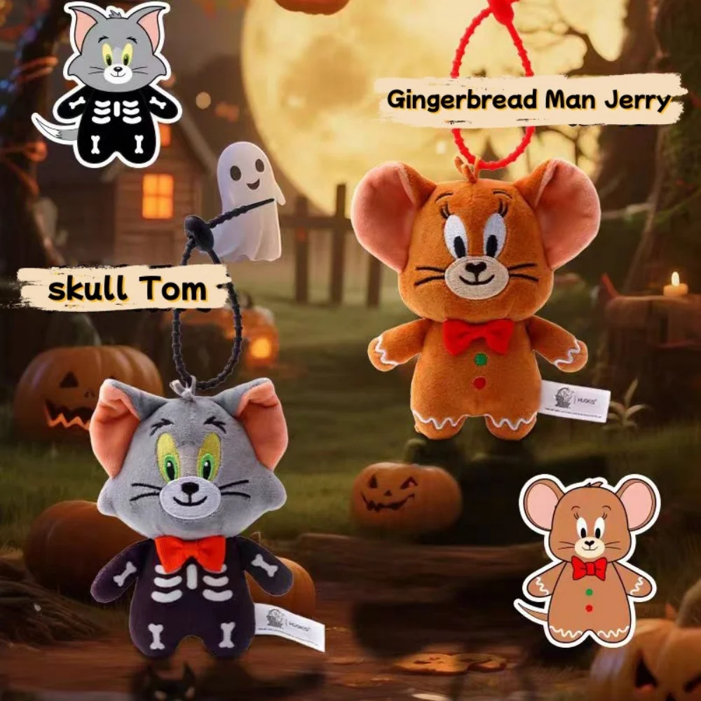 ตุ๊กตาการ์ตูนแท้ ทอมแอนด์เจอร์รี่ ของเล่นตุ๊กตาขนนุ่มน่ารัก ของตกแต่งกระเป๋าเป้นักเรียน พวงกุญแจตุ๊กตา ของขวัญวันฮาโลวีนสำหรับเด็กผู้หญิง