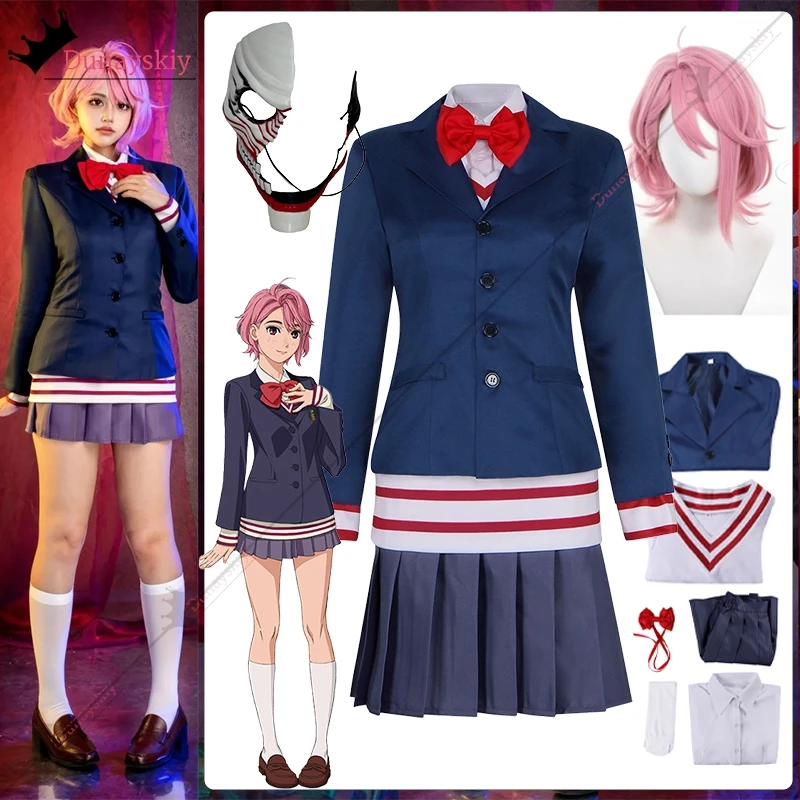 Anime DAN DA DAN Aira Shiratori Cosplay Costume JK School Uniforms Skirt Wig Mask Set 2025Halloween Xmas Party Role-playing