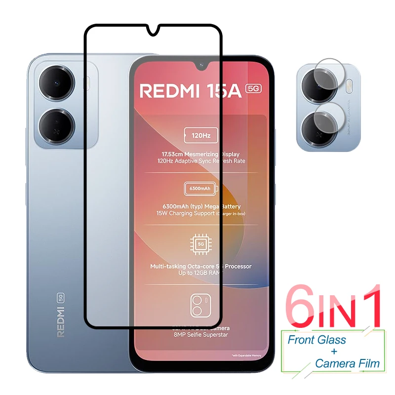 

Full Cover Tempered Glass For Xiaomi Redmi 15a Glass Redmi 15a Screen Protector Protective Phone Camera Lens Film For Redmi 15a
