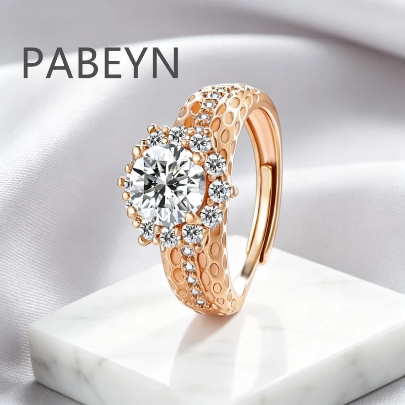 925 Sterling Silver Fashion Champagne Gold Eight Hearts Eight Arrows Zircon Ring Ladies Jewelry Birthday Anniversary Gift