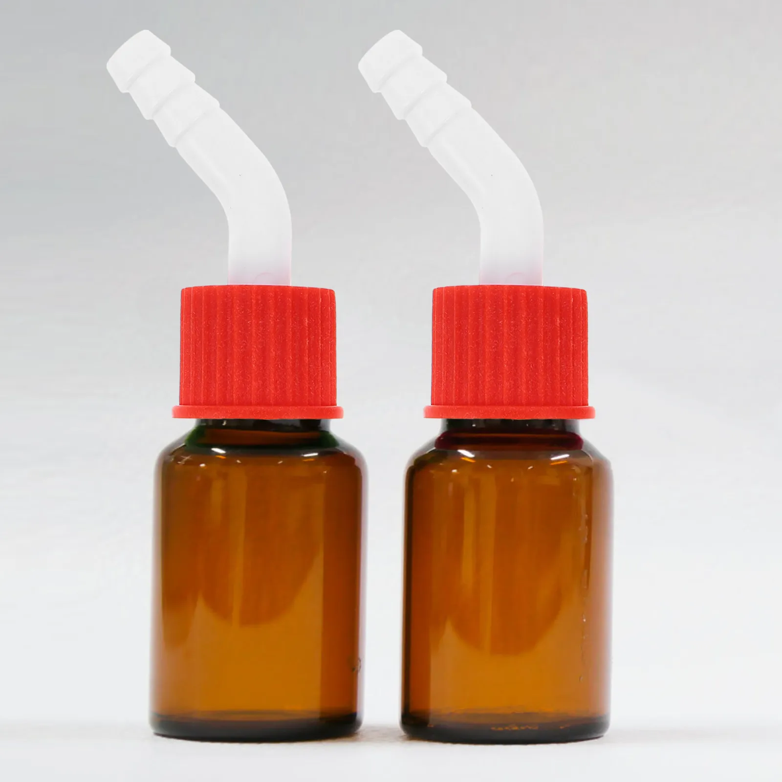 4pcs 10mm GL18 Screw Cap Adapter for Lab Bottles – Leakproof Reagent Bottle Lid with Bent Spout