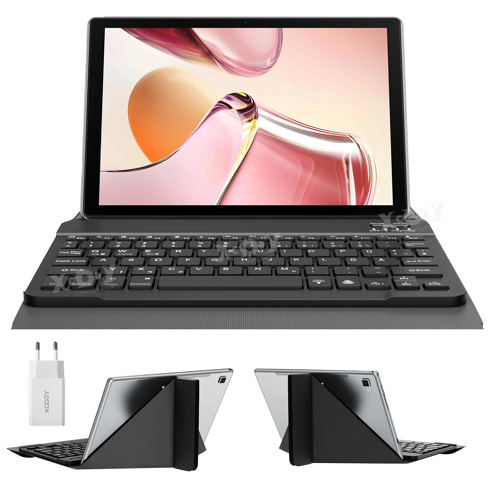 XGODY P60 Android 15 Tablet 10.1 inch 2K scherm, UNISOC T606, max. 24GB RAM, 256GB ROM, 8000mAh, 10W snelladen, 4G LTE, GPS