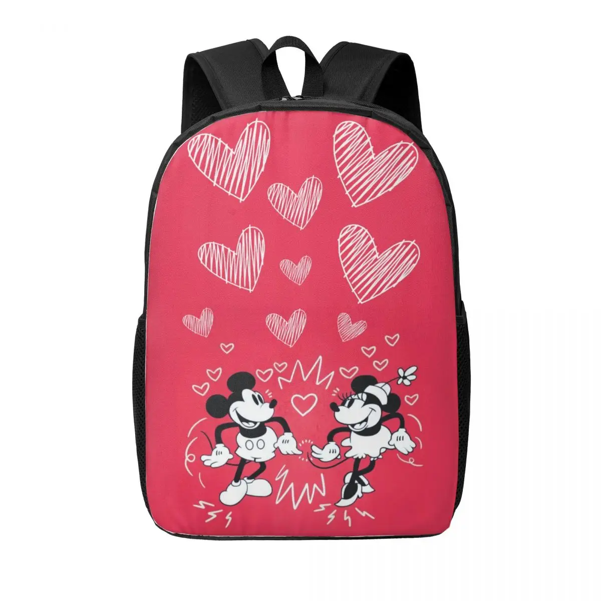 

Custom Mickey Mouse Minnie Mouse Heart Backpack for Boys Girls School College Travel Bags Men Women Bookbag Fits 15 Inch Laptop